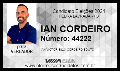 Candidato IAN CORDEIRO 2024 - PEDRA LAVRADA - Eleições