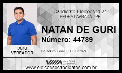 Candidato NATAN DE GURI 2024 - PEDRA LAVRADA - Eleições