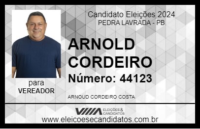 Candidato ARNOUD CORDEIRO 2024 - PEDRA LAVRADA - Eleições