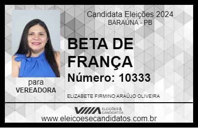 Candidato BETA DE FRANÇA 2024 - BARAÚNA - Eleições