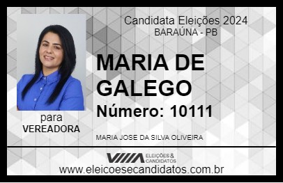 Candidato MARIA DE GALEGO 2024 - BARAÚNA - Eleições