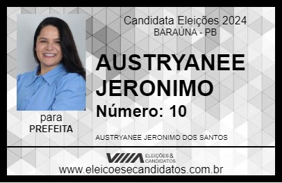 Candidato AUSTRYANEE JERONIMO 2024 - BARAÚNA - Eleições