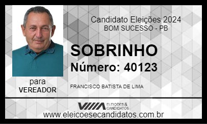 Candidato SOBRINHO 2024 - BOM SUCESSO - Eleições