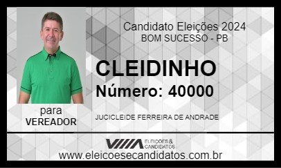 Candidato CLEIDINHO 2024 - BOM SUCESSO - Eleições