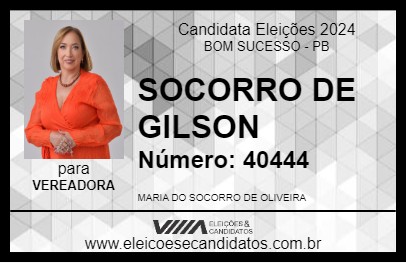 Candidato SOCORRO DE GILSON 2024 - BOM SUCESSO - Eleições