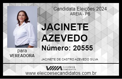 Candidato JACINETE AZEVEDO 2024 - AREIA - Eleições