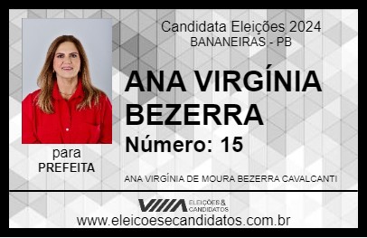 Candidato ANA VIRGÍNIA BEZERRA 2024 - BANANEIRAS - Eleições