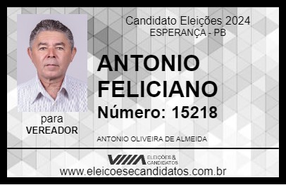 Candidato ANTONIO FELICIANO 2024 - ESPERANÇA - Eleições