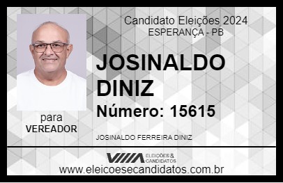 Candidato JOSINALDO DINIZ 2024 - ESPERANÇA - Eleições