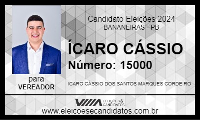 Candidato ÍCARO CÁSSIO 2024 - BANANEIRAS - Eleições