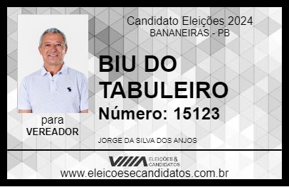 Candidato BIU DO TABULEIRO 2024 - BANANEIRAS - Eleições