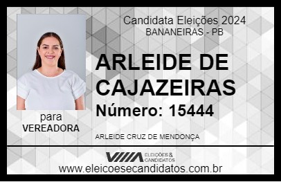 Candidato ARLEIDE DE CAJAZEIRAS 2024 - BANANEIRAS - Eleições