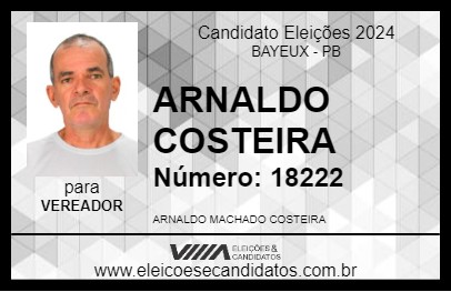 Candidato ARNALDO COSTEIRA 2024 - BAYEUX - Eleições