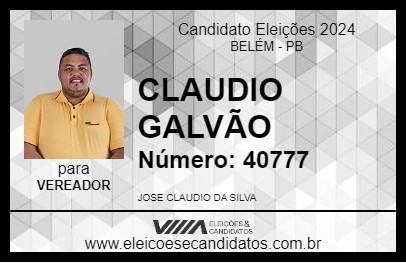 Candidato CLAUDIO GALVÃO 2024 - BELÉM - Eleições