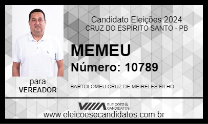 Candidato MEMEU 2024 - CRUZ DO ESPÍRITO SANTO - Eleições