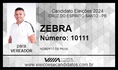 Candidato ZEBRA 2024 - CRUZ DO ESPÍRITO SANTO - Eleições