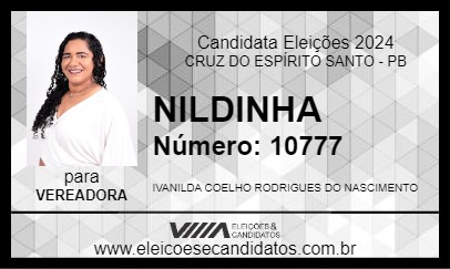 Candidato NILDINHA 2024 - CRUZ DO ESPÍRITO SANTO - Eleições