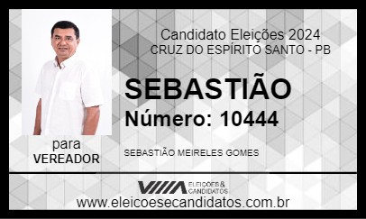 Candidato SEBASTIÃO 2024 - CRUZ DO ESPÍRITO SANTO - Eleições