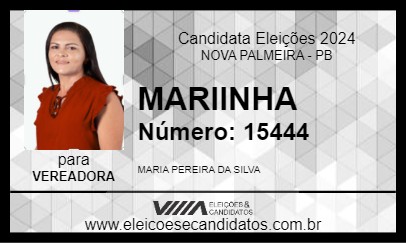 Candidato MARIINHA 2024 - NOVA PALMEIRA - Eleições