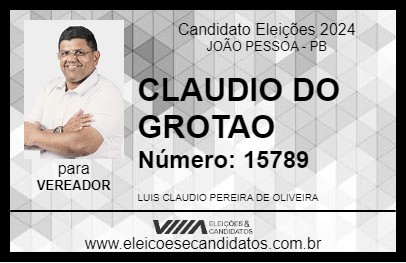 Candidato CLAUDIO DO GROTAO 2024 - JOÃO PESSOA - Eleições