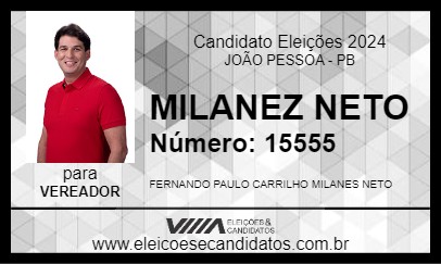 Candidato MILANEZ NETO 2024 - JOÃO PESSOA - Eleições