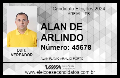 Candidato ALAN DE ARLINDO 2024 - AREIAL - Eleições