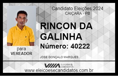 Candidato RINCON DA GALINHA 2024 - CAIÇARA - Eleições