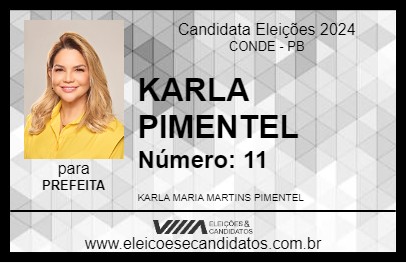 Candidato KARLA PIMENTEL 2024 - CONDE - Eleições