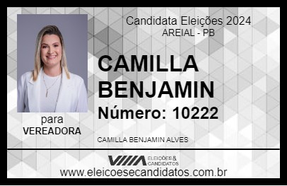 Candidato CAMILLA BENJAMIN 2024 - AREIAL - Eleições