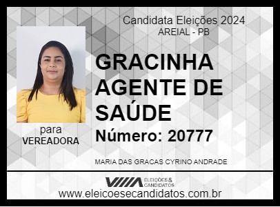 Candidato GRACINHA AGENTE DE SAÚDE 2024 - AREIAL - Eleições