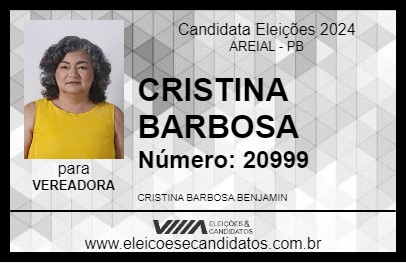 Candidato CRISTINA BARBOSA 2024 - AREIAL - Eleições