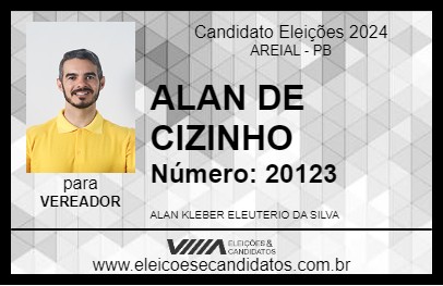 Candidato ALAN DE CIZINHO 2024 - AREIAL - Eleições