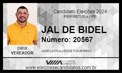 Candidato JAL DE BIDEL 2024 - PIRPIRITUBA - Eleições