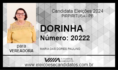 Candidato DORINHA 2024 - PIRPIRITUBA - Eleições