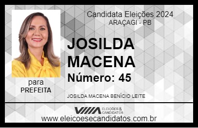 Candidato JOSILDA MACENA 2024 - ARAÇAGI - Eleições