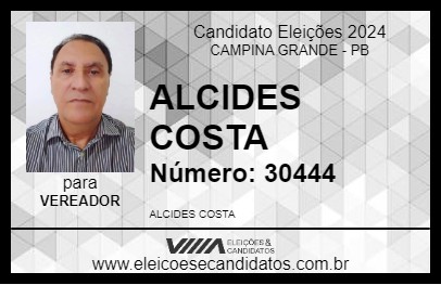 Candidato ALCIDES COSTA 2024 - CAMPINA GRANDE - Eleições