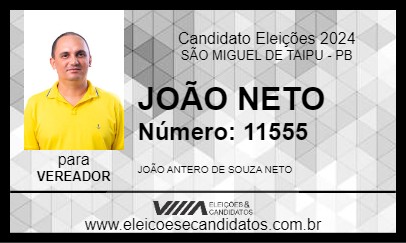 Candidato JOÃO NETO 2024 - SÃO MIGUEL DE TAIPU - Eleições