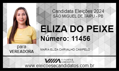 Candidato ELIZA DO PEIXE 2024 - SÃO MIGUEL DE TAIPU - Eleições