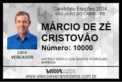 Candidato MÁRCIO DE ZÉ CRISTOVÂO 2024 - SÃO JOÃO DO CARIRI - Eleições