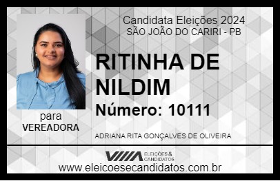 Candidato RITINHA DE NILDIM 2024 - SÃO JOÃO DO CARIRI - Eleições