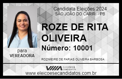 Candidato ROZE DE RITA OLIVEIRA 2024 - SÃO JOÃO DO CARIRI - Eleições