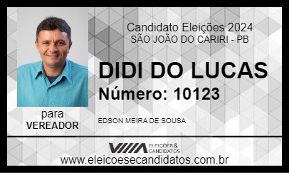 Candidato DIDI DO LUCAS 2024 - SÃO JOÃO DO CARIRI - Eleições