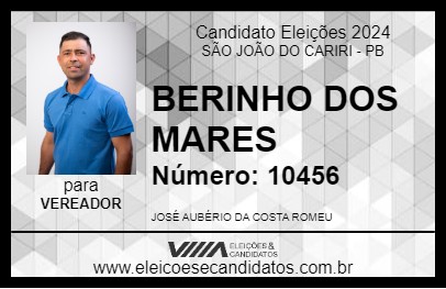 Candidato BERINHO DOS MARES 2024 - SÃO JOÃO DO CARIRI - Eleições