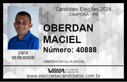 Candidato OBERDAN MACIEL 2024 - CAAPORÃ - Eleições