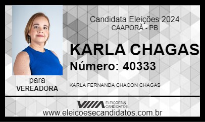 Candidato KARLA CHAGAS 2024 - CAAPORÃ - Eleições