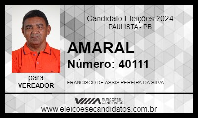 Candidato AMARAL 2024 - PAULISTA - Eleições