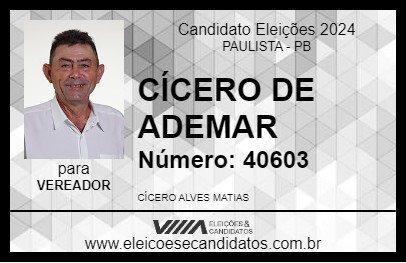 Candidato CÍCERO DE ADEMAR 2024 - PAULISTA - Eleições