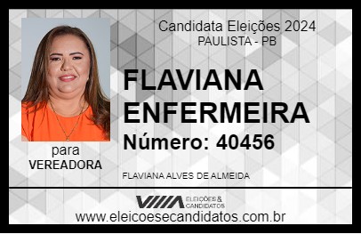 Candidato FLAVIANA ENFERMEIRA 2024 - PAULISTA - Eleições