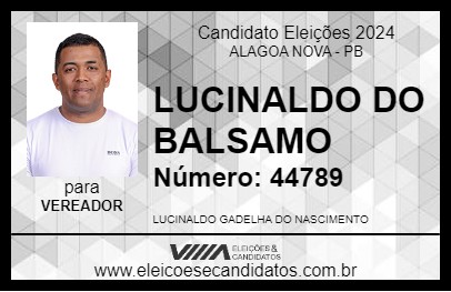 Candidato LUCINALDO DO BACUPARÍ 2024 - ALAGOA NOVA - Eleições