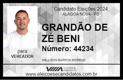 Candidato GRANDÃO DE ZÉ BENI 2024 - ALAGOA NOVA - Eleições